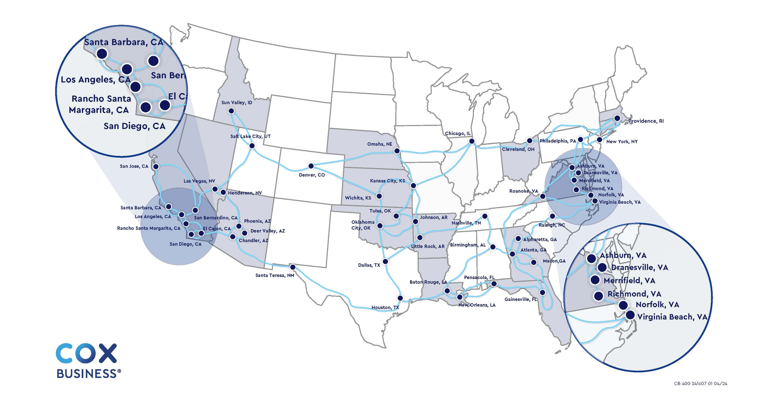 Cox Fiber Backbone Network map