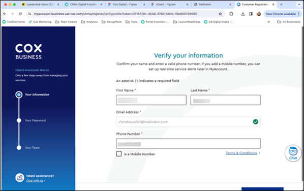 Image of CBMA Verify Your Information window