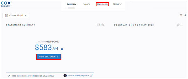 Image of the View Bills button and Bill tab in Intelligent Invoice dashboard