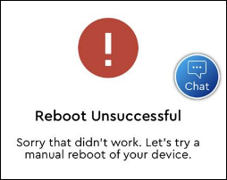 Image of Reboot Unsuccessful Message