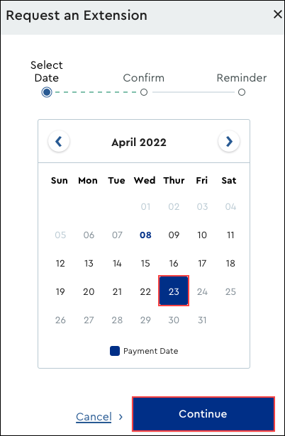 Image of payment extension date