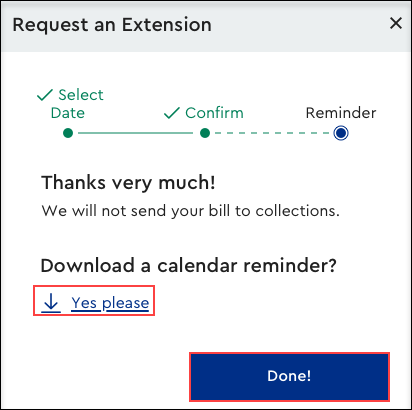 Image of extension reminder