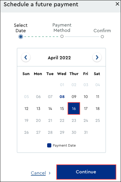 Image of Scheduling a future payment date