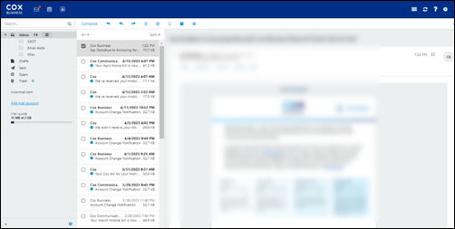 Image of the current webmail interface