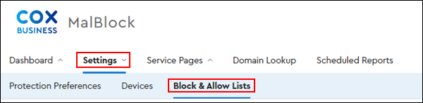 Image of MalBlock Dashboard Block & Allow Lists