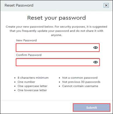 Image of Reset your password page