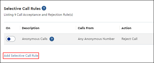 Image of Add Selective Call Rule link