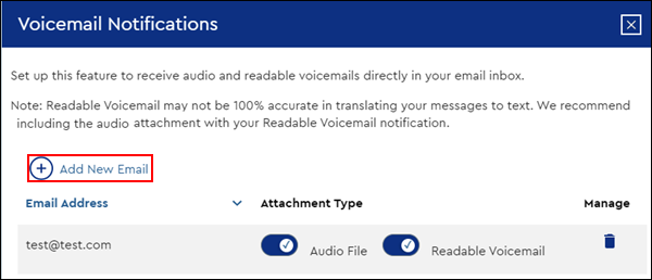 Image of Voicemail Notifications window