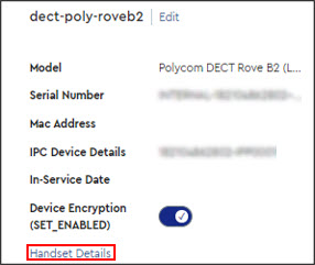 Image of MyAccount B2 Device Details screen highlighting the Handset Details link