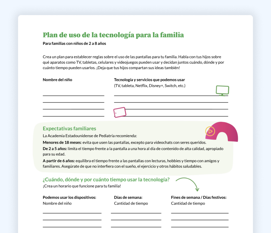 plan de uso de la tecnologia para la familia