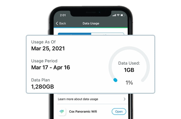 Cox Data usage widget on phone