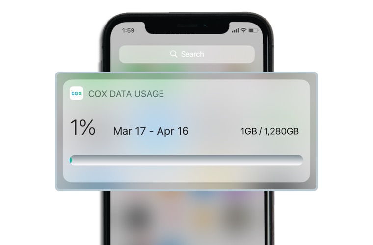 Cox Data usage on phone through  cox app