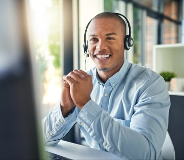 man smiling customer service