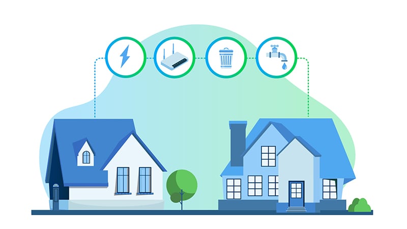 Moving utilities from house to house