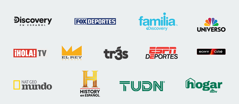 Latino pack channels including Discovery in Espanol, familia Discovery, Disney XD and El Rey