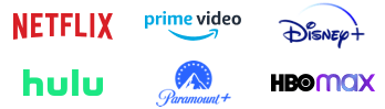 Logotipos de las apps de <i1>streaming</i1> de Contour TV: Netflix, Prime Video, Disney+, Hulu, Paramount+ y HBOmax