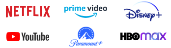 Logotipos de las aplicaciones de <i>streaming</i> de Contour TV: Netflix, Prime Video, Disney+, YouTube, Paramount+ y HBOmax