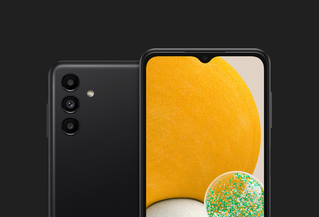Samsung phone on black spotlight background