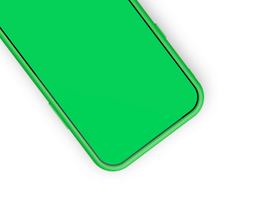 Mobile phone bottom half silhouette in green slanted right