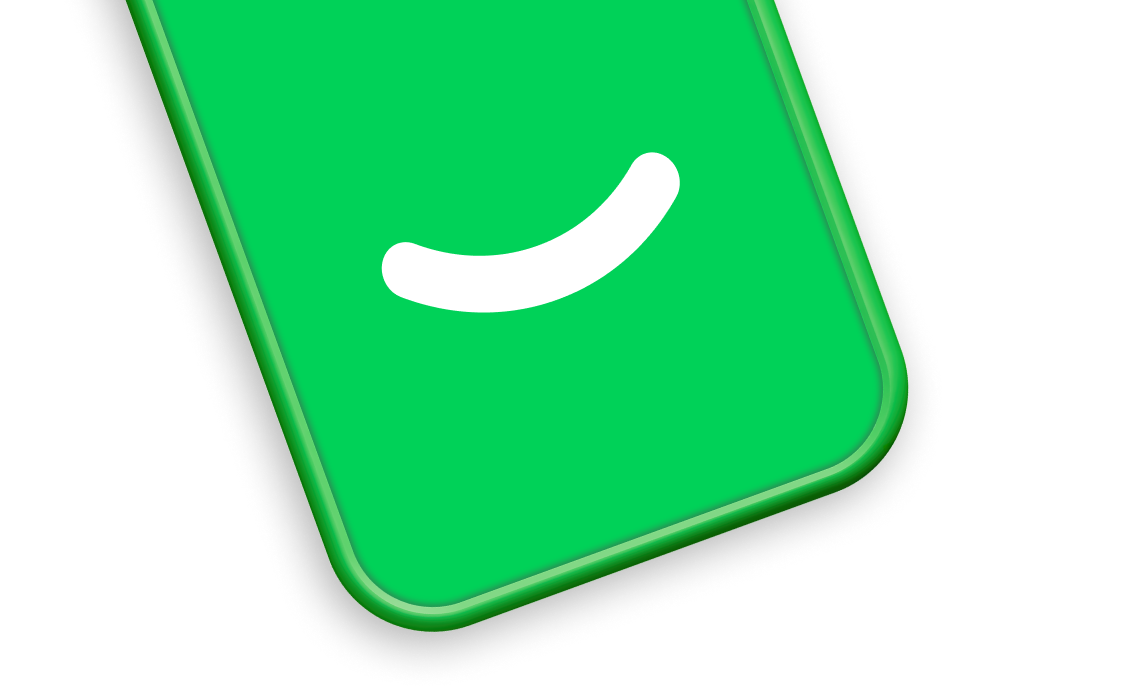 Silueta de la mitad inferior del teléfono móvil en color verde inclinado hacia la derecha, con el logo de Cox Mobile en blanco en la pantalla