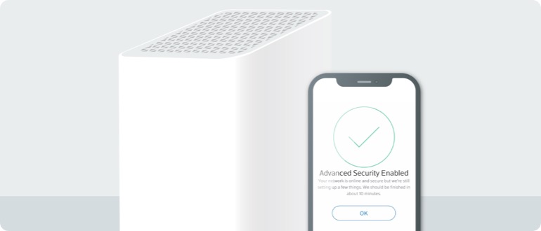 Panoramic wifi pod with iphone showing advanced security enabled