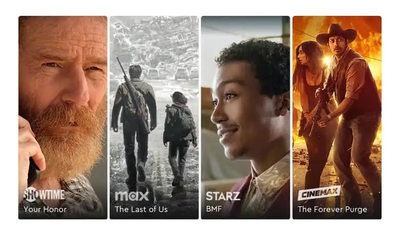 Canales premium que ofrecen SHOWTIME Your Honor, Max The Last Of Us, STARZ BMF, CINEMAX The Forever Purge