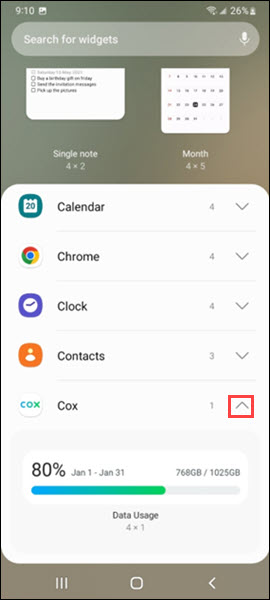 Imagen de la flecha de la app de Cox en Android