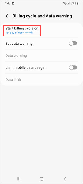 Image of Android Start Billing Cycle
