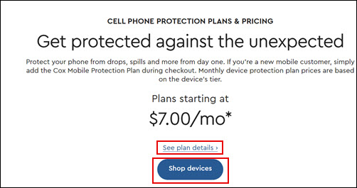 Image of Cox Mobile Protection plans and pricing