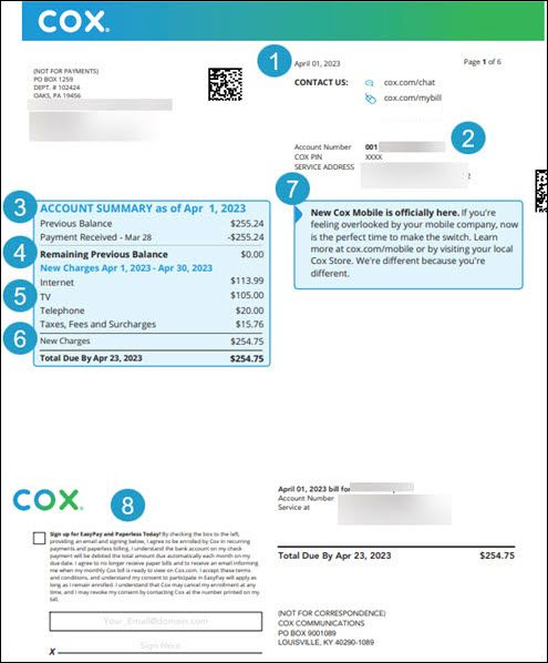 imagen de un resumen de la factura de Cox
