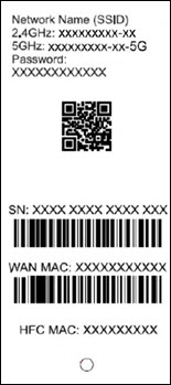 Image of Arris G54 MAC Label