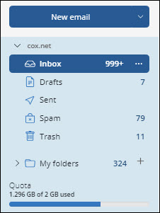 Image of Cox Email Inbox Section
